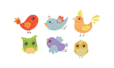Sticker Vögel für Kinder in verschiedenen Farben