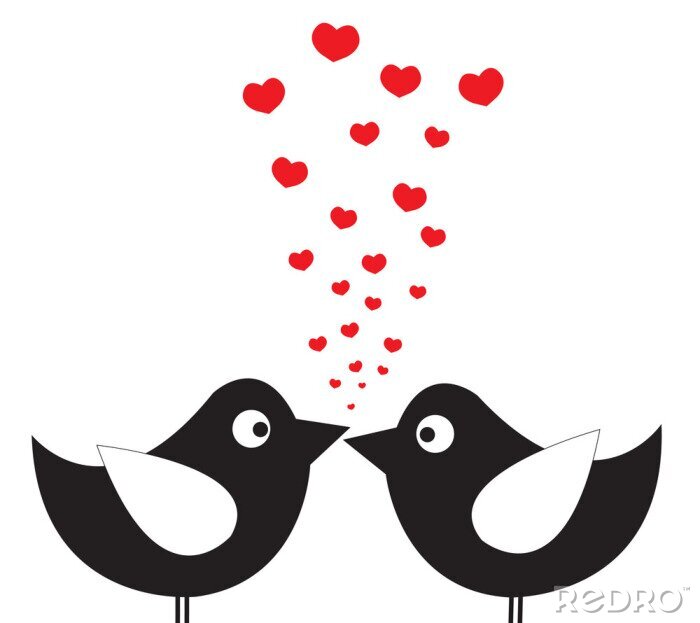 Sticker Vögel in der Liebe
