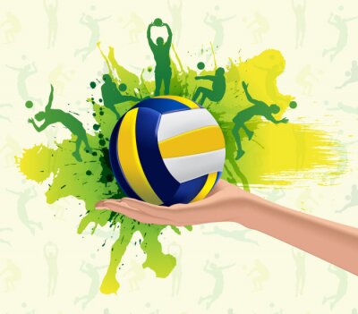 Volleyball auf gemaltem Hintergrund