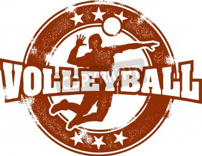 Sticker Volleyball Beschriftung und aufschlagender Volleyballspieler