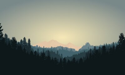 Sticker Wald Gebirge Szene