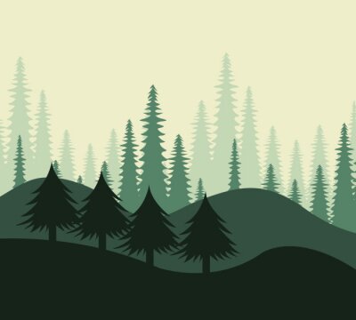 Sticker Wald, Vektor-Illustration.