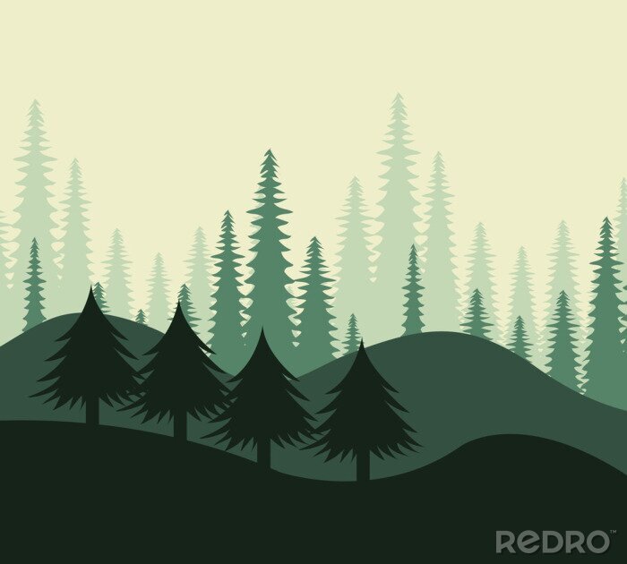 Sticker Wald, Vektor-Illustration.