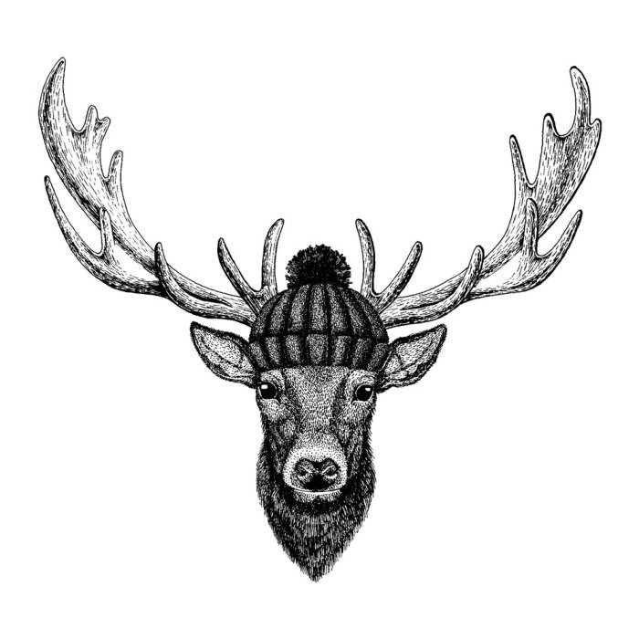 Sticker Warme Mütze Mütze Weihnachtsmütze für Tattoo, T-Shirt, Emblem, Abzeichen, Logo, Patch