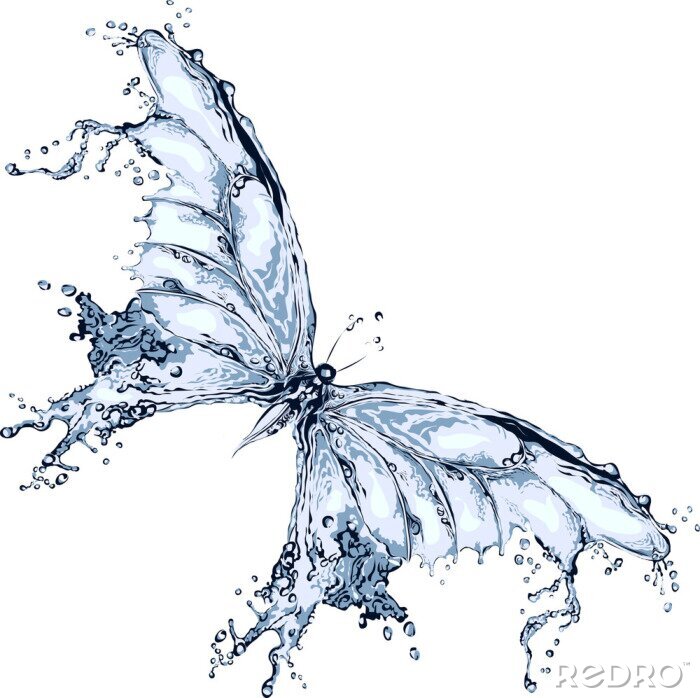 Sticker Water splash Schmetterling 2
