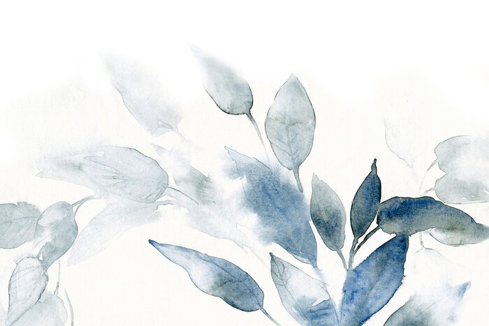 Sticker Watercolor background with leaves