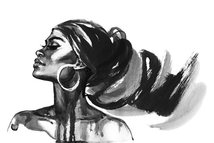 Sticker Watercolor fashion portrait