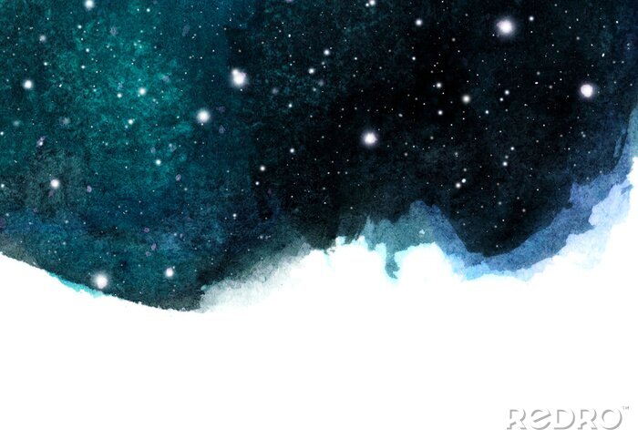 Sticker Watercolor night sky background with stars. cosmic layout with space for text. 