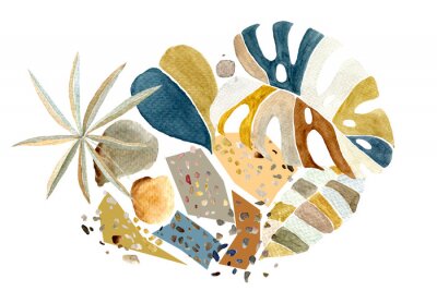 Sticker Watercolor terrazzo flooring pattern. Classic italian floor design in Venetian style