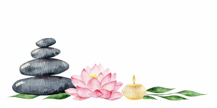 Sticker Watercolor vector Spa arrangement of cosmetic products.