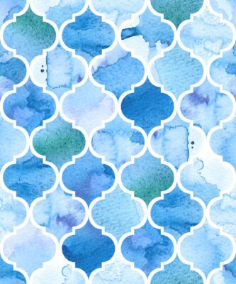 Sticker Watercolour moroccan background. Seamless vector pattern.