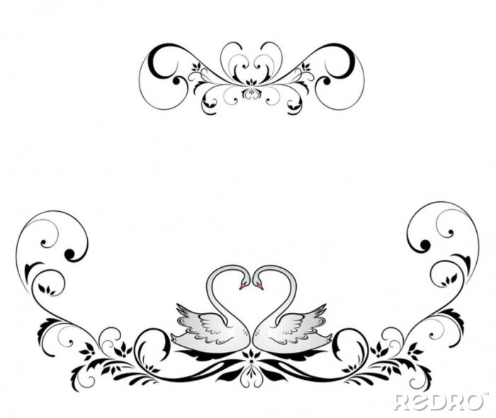 Sticker Wedding header mit Schwänen