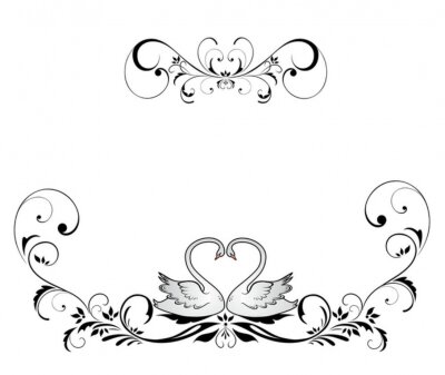 Sticker Wedding header mit Schwänen