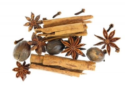 Sticker Weihnachten Gewürze isoliert auf Weiß