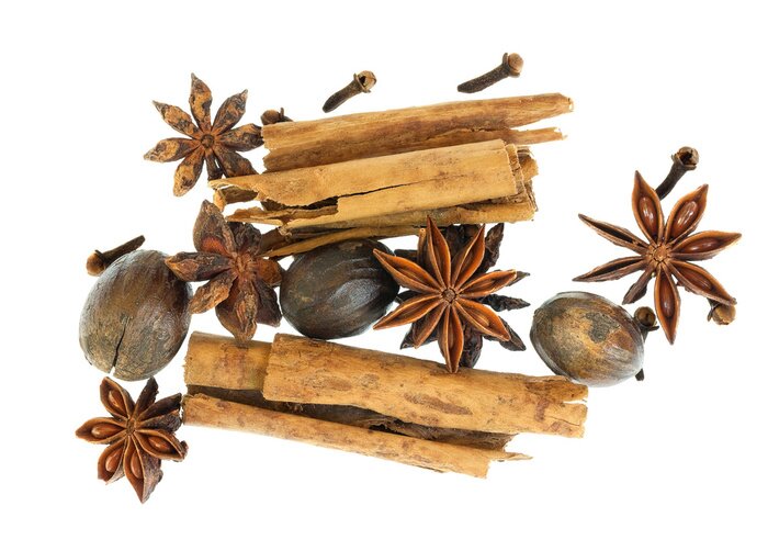 Sticker Weihnachten Gewürze isoliert auf Weiß