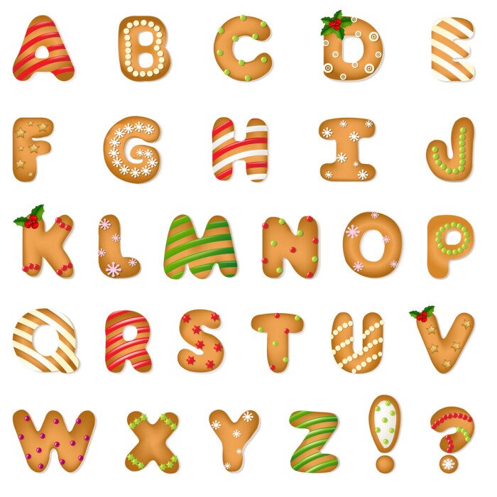 Sticker Weihnachten Lebkuchen Alphabetisch