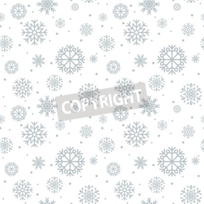Sticker Weihnachten nahtlose Muster. Blauer Hintergrund mit Schneeflocken.