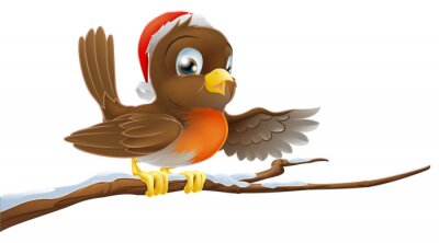 Sticker Weihnachten Robin auf Snowy-Niederlassung