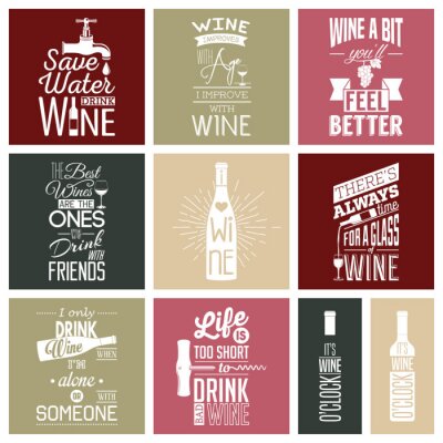 Sticker Wein auf Grafiken mit Aufschriften
