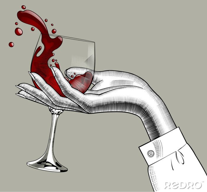 Sticker Wein aus einem Glas gespritzt Grafik