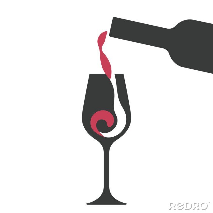 Sticker Wein in ein Glas eingegossen einfache Grafik