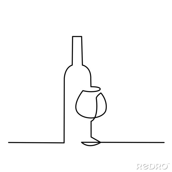 Sticker Weinflasche und -glas Grafik