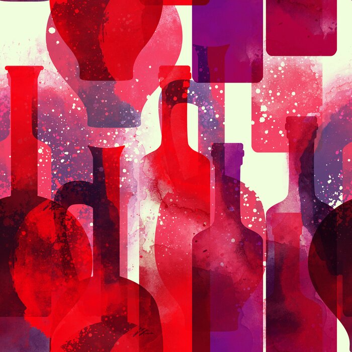 Sticker Weinflaschen und Krüge mit Wein Grafik