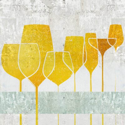 Sticker Weingläser auf Beton-Hintergrund