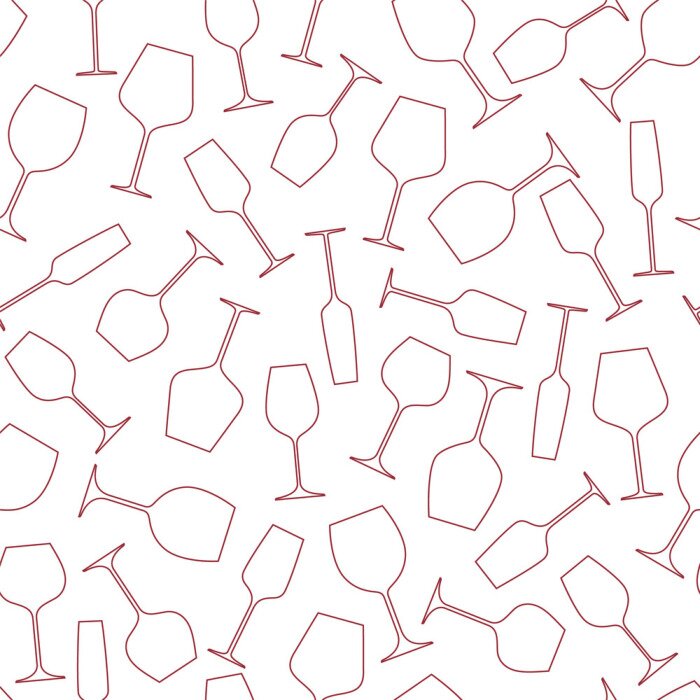Sticker Weingläser. Nahtloser Vektor Hintergrund.