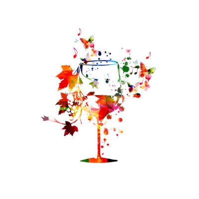 Sticker Weinglas in Herbstfarben Grafik