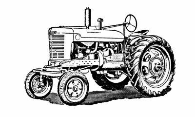 Sticker Weinlese-Retro- Traktor-Landwirtschafts-Maschinerie-Illustration