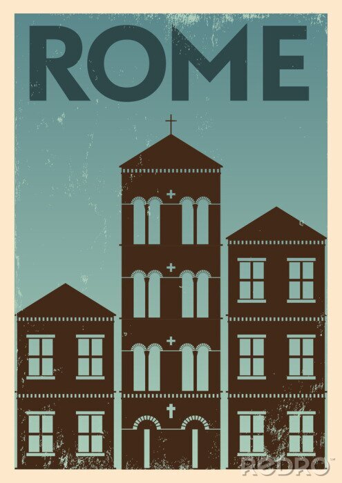 Sticker Weinlese-Rom Stadt-Plakat