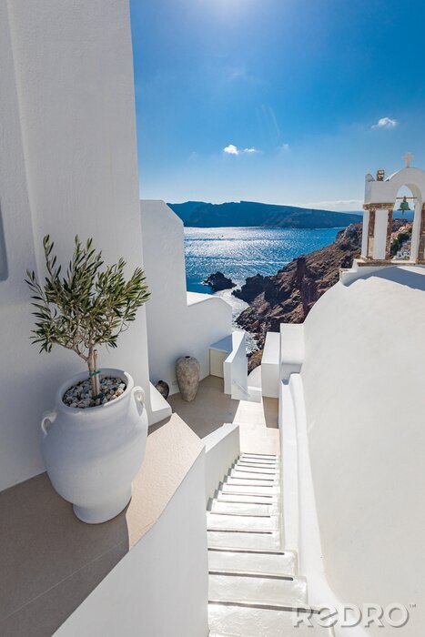 Sticker Weiße Architektur auf der Insel Santorin in Griechenland