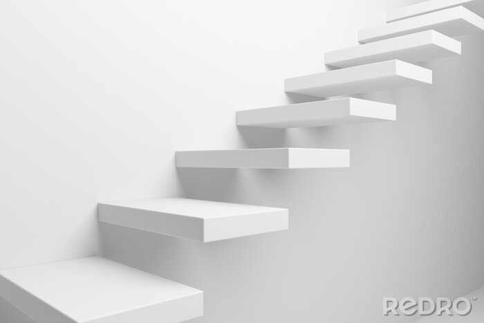 Sticker Weiße aufsteigende Treppe Großansicht