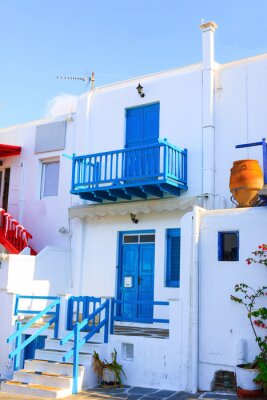 Weiße Häuser auf Insel Mykonos