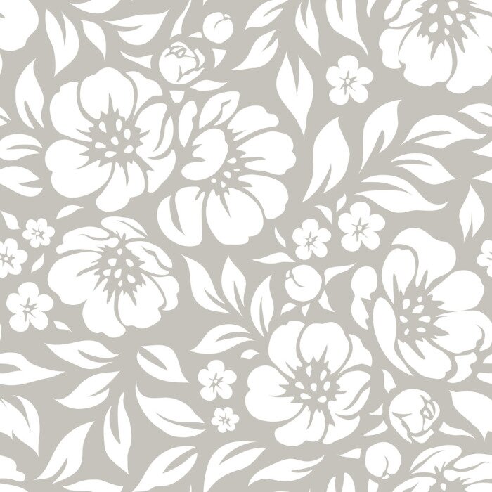 Sticker Weiße und graue Blumen im Shabby-Chic-Stil
