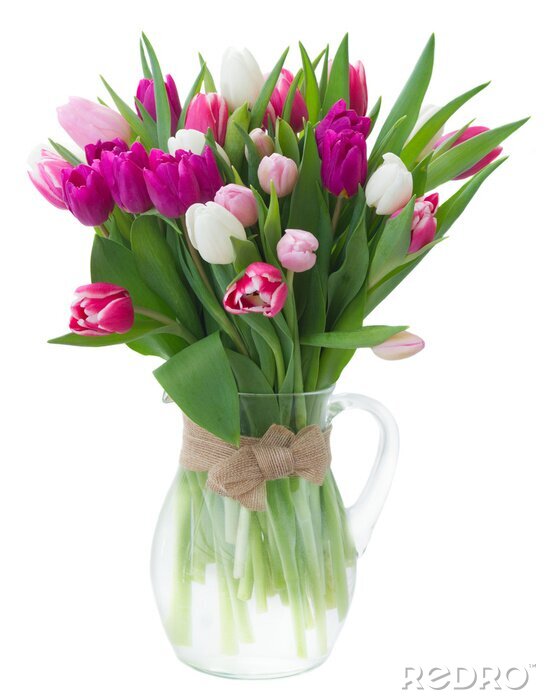 Sticker Weiße und rosa Tulpen in einer Vase