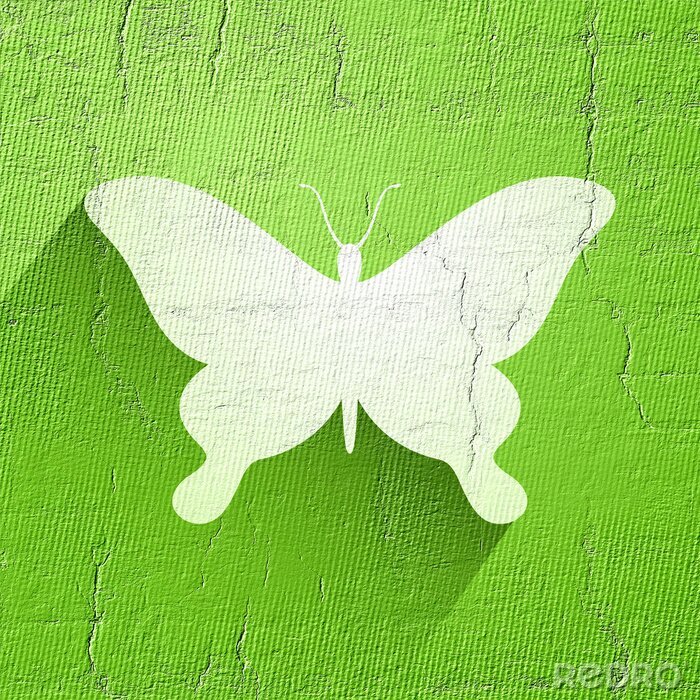 Sticker Weißer Schmetterling auf grünem Hintergrund