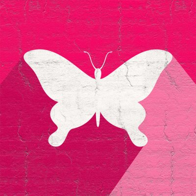 Sticker Weißer Schmetterling auf rosa Hintergrund