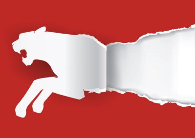 Sticker Weißer Tiger auf rotem Hintergrund