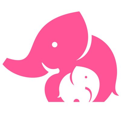 Sticker Weißer und rosa Elefant