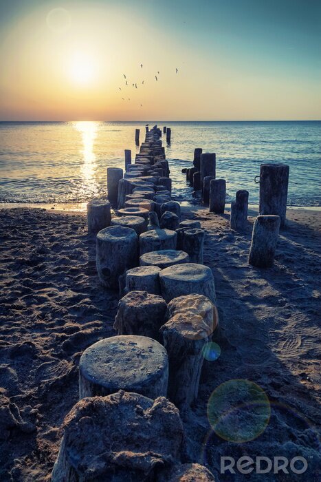 Sticker Wellenbrecher Meer und Sonne