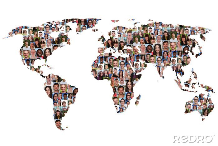 Sticker Welt Erde Weltkarte Menschen Leute Gruppe Integration multikultu