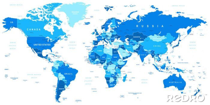 Sticker Weltkarte als blaues Muster