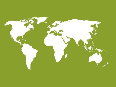 Weltkarte auf grünem Hintergrund