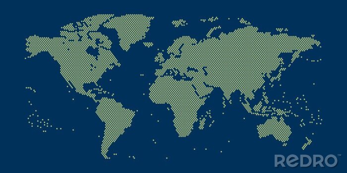 Sticker Weltkarte aus Punkten im Detail
