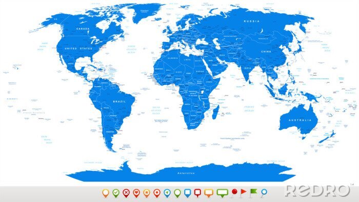 Sticker Weltkarte in Baby-Blue Farbton