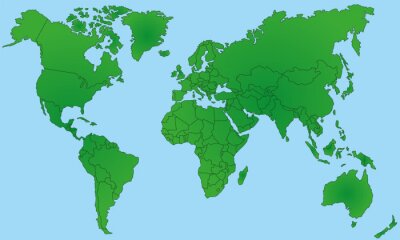 Sticker Weltkarte in Grün