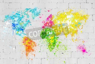 Sticker Weltkarte Malerei auf Mauer