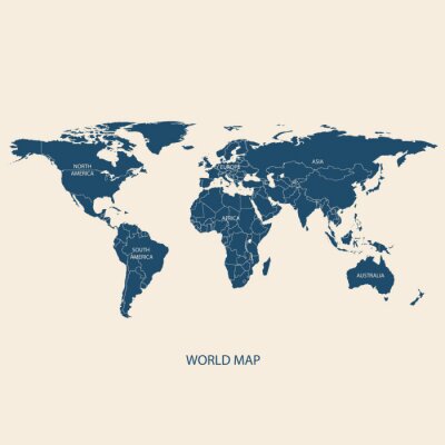 Sticker Weltkarte mit Grenzen